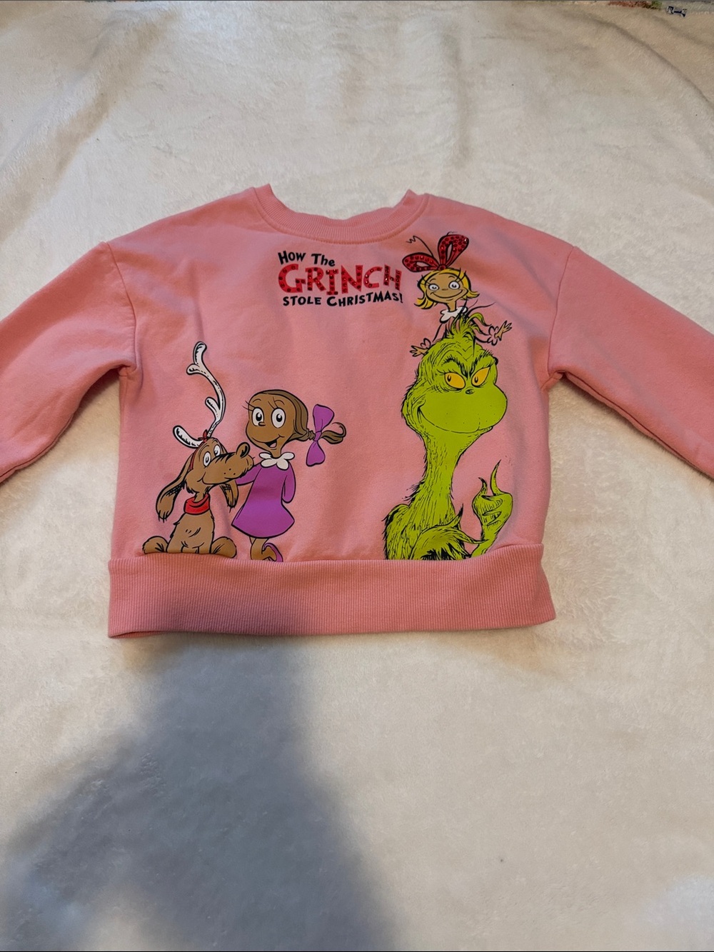 Kids' Pink Grinch Graphic Crew Sweatshirt